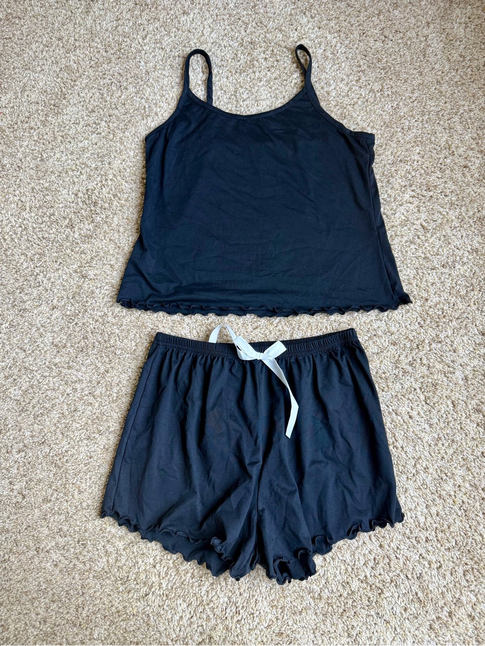 Black Women's Two-Piece Sleep Set - Camisole & Shorts NEW